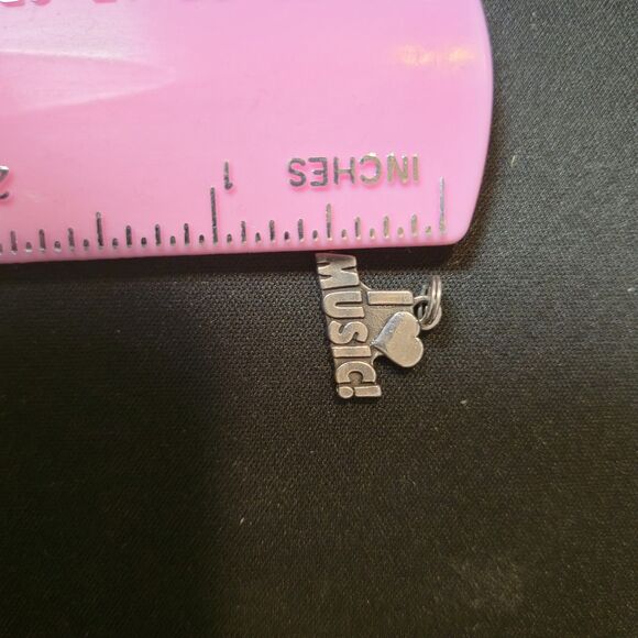 925 Sterling Silver I Love Music Charm - Picture 4 of 4
